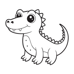 crocodile illustration for coloring page