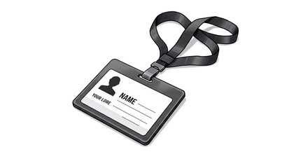 Id badge name tag mockup template for events conferences and workplace identification accessory design on transparent background