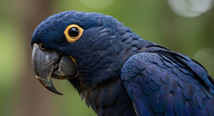 Obraz premium Hyacinth Macaw Portrait Blue Parrot with Yellow Eye