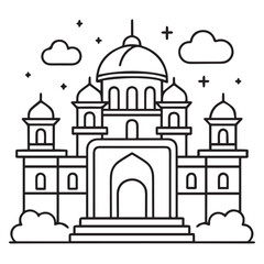 Coloring Page Outline of a Majestic Palace