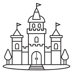 fairy tale castle coloring page outline for kids
