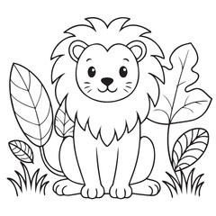 lion on the jungle coloring page