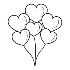 lots of heart shape balloon for coloring page