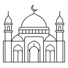 Islamic Mosque Outline Coloring Page Illustration