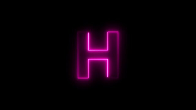 Letter H. Blue and Red Neon Futuristic Effect. Trendy Glow Lighting. 4K Video Animation Keywords: