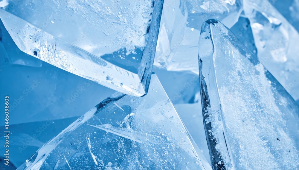 Aufkleber ice shards forming intricate patterns natural environment close-up image cool color palette abstract