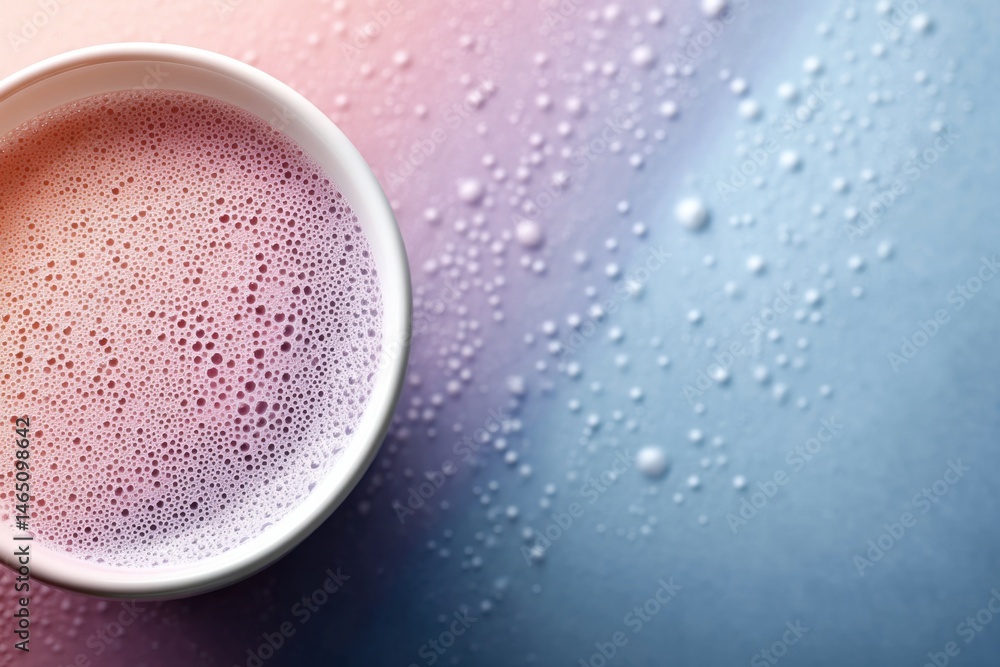 Poster captivating milk foam art beautifully displayed on a colorful background with space for text