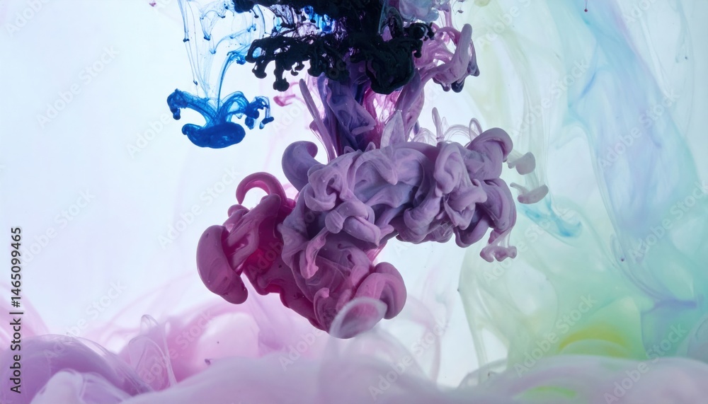 Poster dynamic ink swirls abstract art experiment studio colorful liquid motion close-up view creative visu