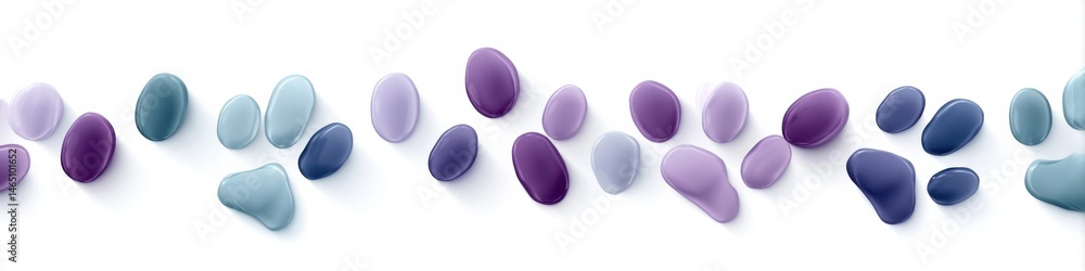 Poster colorful glass paw prints create an imaginative design with empty space for text