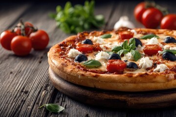 Delicious pizza with fresh toppings