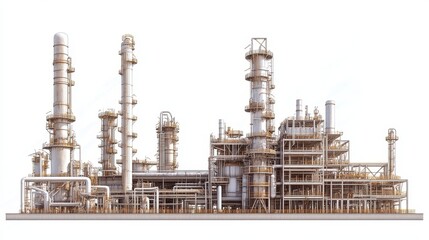 Obraz premium A refinery clipart, energy infrastructure element, flat design illustration, neutral tones, isolated on white background