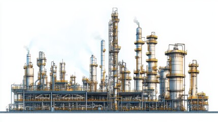 Obraz premium A refinery clipart, energy infrastructure element, flat design illustration, neutral tones, isolated on white background