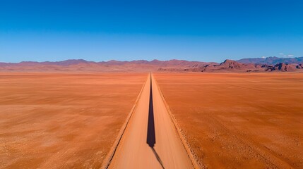 Long Shadow of a Telephone Pole on a Desert Road