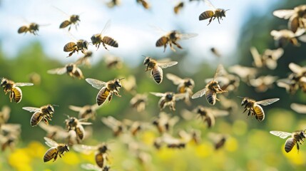 Swarm of noseeums flying in the air during dusk