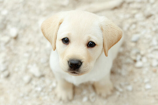 Adorable cream Labrador puppy with soulful gaze embodies warmth and hope, perfect for Pet Appreciation Week and Puppy Day