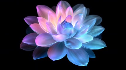 Vibrant, colorful lotus flower with ethereal glow.