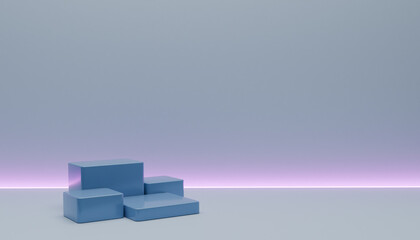 Futuristic Purple Neon Light Product Display Geometric Podium Mockup