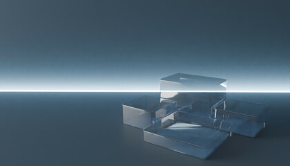 Sleek Transparent Geometric Product Display mockup with Cool Lighting