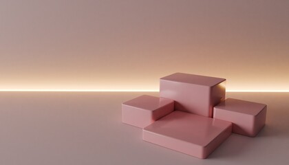 Warm Pastel Pink Geometric Product Display Mockup with Soft Illumination
