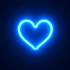 A glowing neon blue heart shape against a dark blue background creating a romantic ambiance