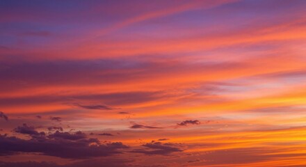 Dramatic Sky at Sunset with Vivid Orange and Purple Cloudscape