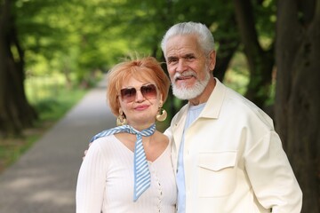 Lovely senior couple spending time together in park