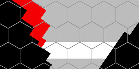 Silver red metallic background with hexagon pattern vector illustration.
