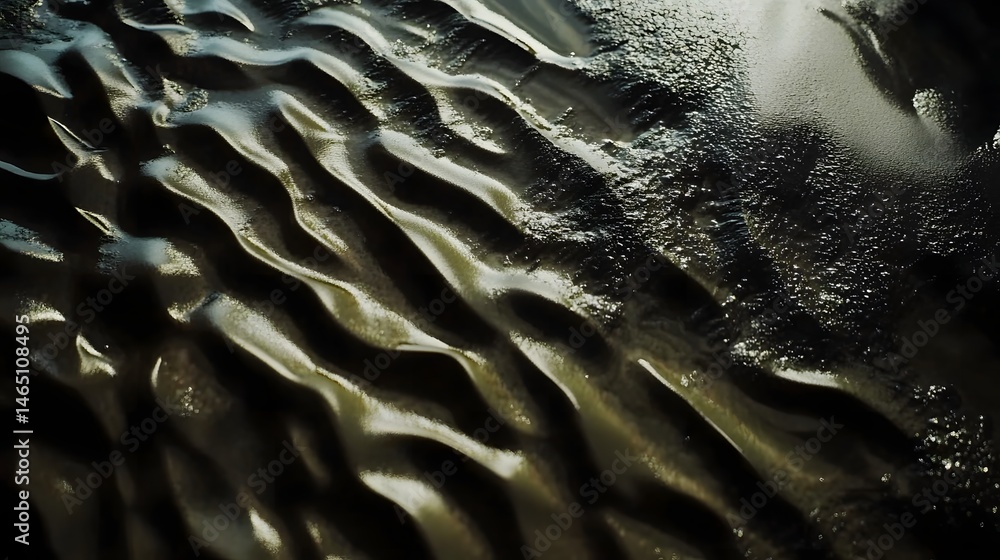 Poster captivating close up of a rugged weathered rock surface with intricate wave like patterns and contra