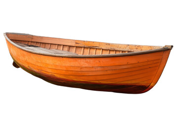 Isolated Orange Boat with Rounded Bow on White