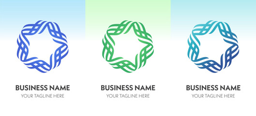 Minimal and modern abstract logo set in star ribbon shapes