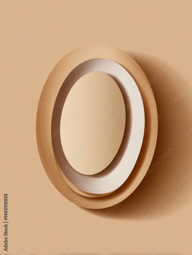 Poster Flat Oval Emblem Design With Layered Textures Against a Warm Cardboard Background Generative AI