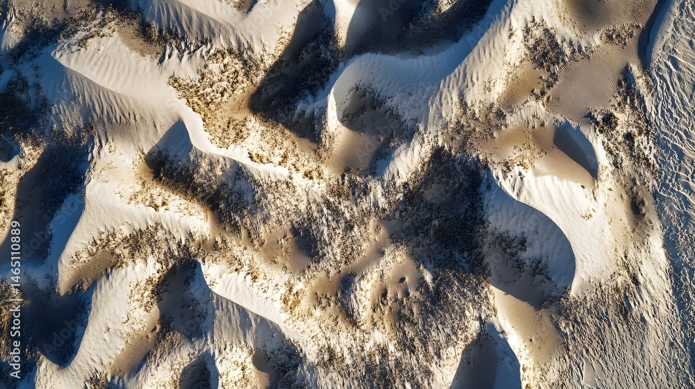 Aufkleber mesmerizing aerial view of vast desert dunes with intricate sculptural patterns created by wind and 