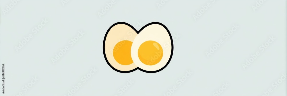 Poster stylized egg cut in half revealing simple yolk icon in the center against a light background generat