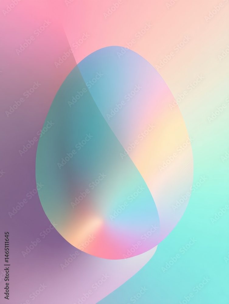 Aufkleber Soft Pastel Gradient Blends Creating a Serene Atmosphere With a Transparent Egg Shape Overlay in the Center Generative AI