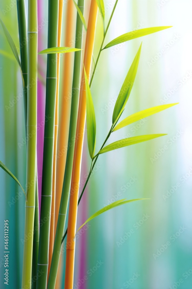 Poster Cheerful bamboo trees with bright colors creating an uplifting atmosphere for messages