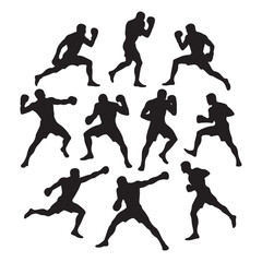 boxing silhouette icons in different fighting poses, ideal for sports, fitness, and boxing-related content.