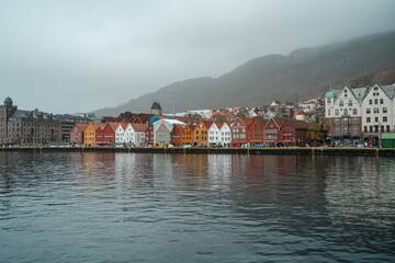 Colorful historic waterfront in Bergen NorwayDescriptionCopyEdit