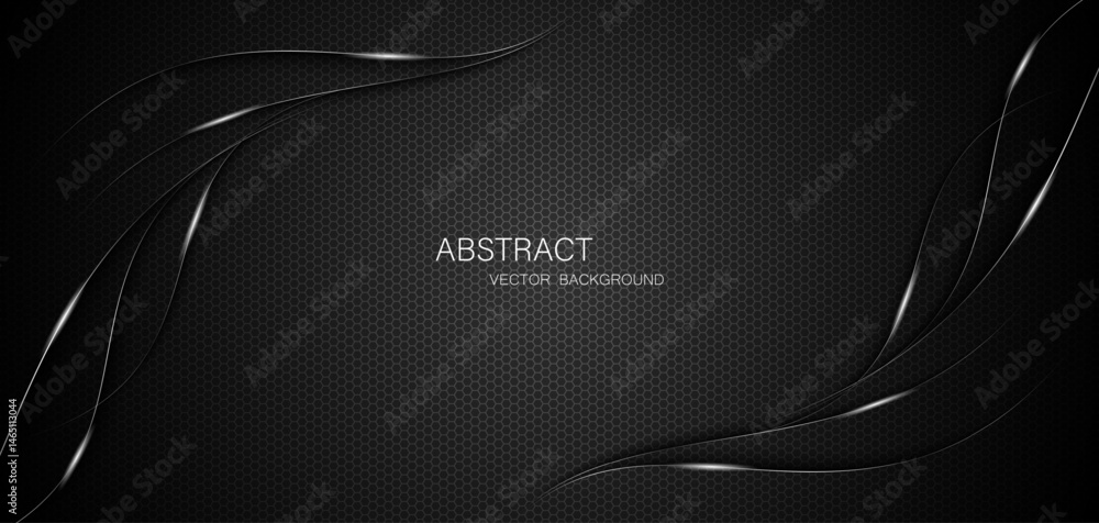Leinwandbilder abstract black steel mesh background with silver glowing lines with free space for design. modern te