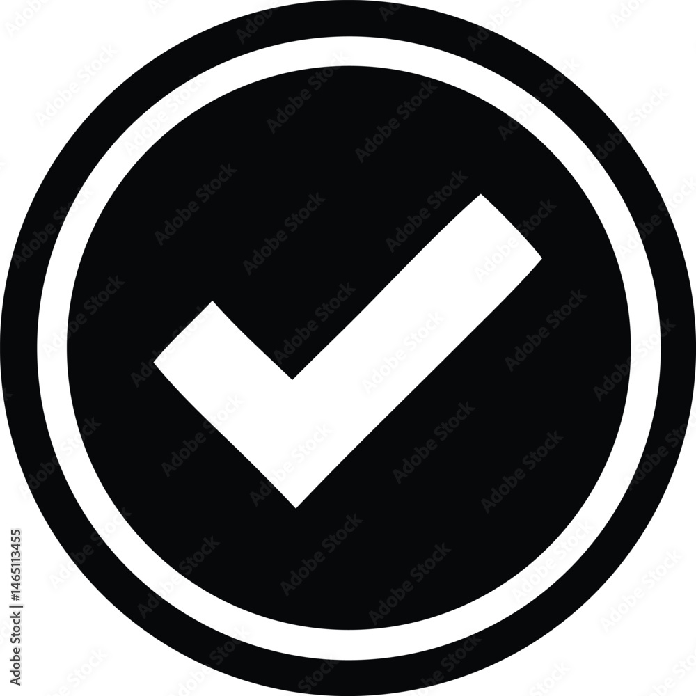 Poster a glossy round web button features a 3d check mark symbol, indicating yes or accept