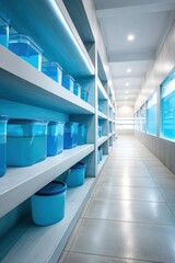 Fototapeta premium Vibrant garage displays neatly organized aquarium equipment for aquatic enthusiasts