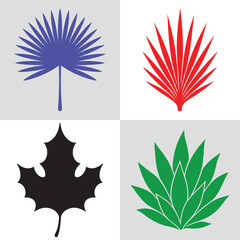 Obraz premium Vector icons of leaves and nature elements for design featuring floral patterns in vibrant colors