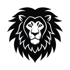 a lion head black white icon vector silhouette