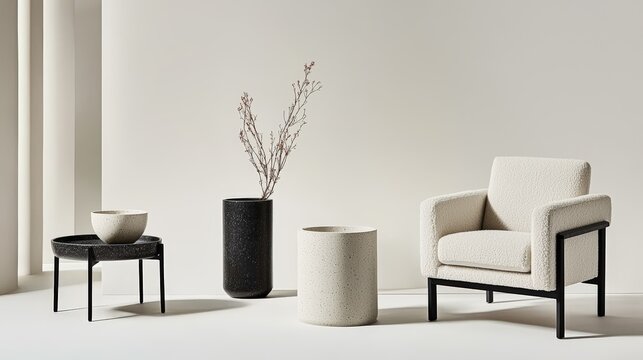 An engaging advertisement poster that combines striking visuals of contemporary home decor items with elegant typography, strategically placed to draw attention to the brands unique selling points