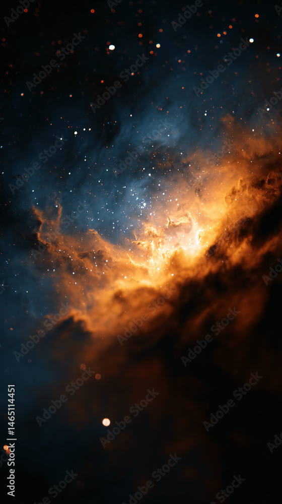 Poster a captivating sentiment of a celestial nebula filled with wizard and cosmic clouds.