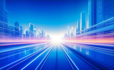 Obraz premium Blue gradient abstract future technological city