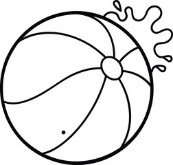beach ball splash icon line art vector illustration