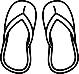 beach sandals icon line art vector illustration