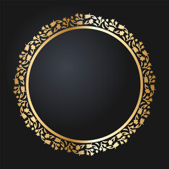 Beautiful round golden frame. Festive design. Gold border. Round frames vector