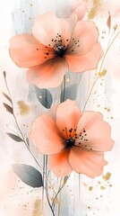 Soft Watercolor Floral Arrangement with Pink Flowers
