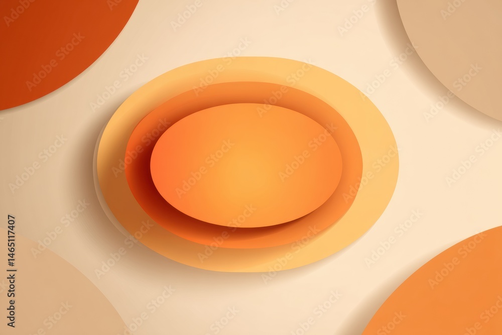 Poster Modern Soft Orange Oval Design on Pale Background With Layered Shapes and Warm Tones Creating an Artistic and Harmonious Composition Generative AI